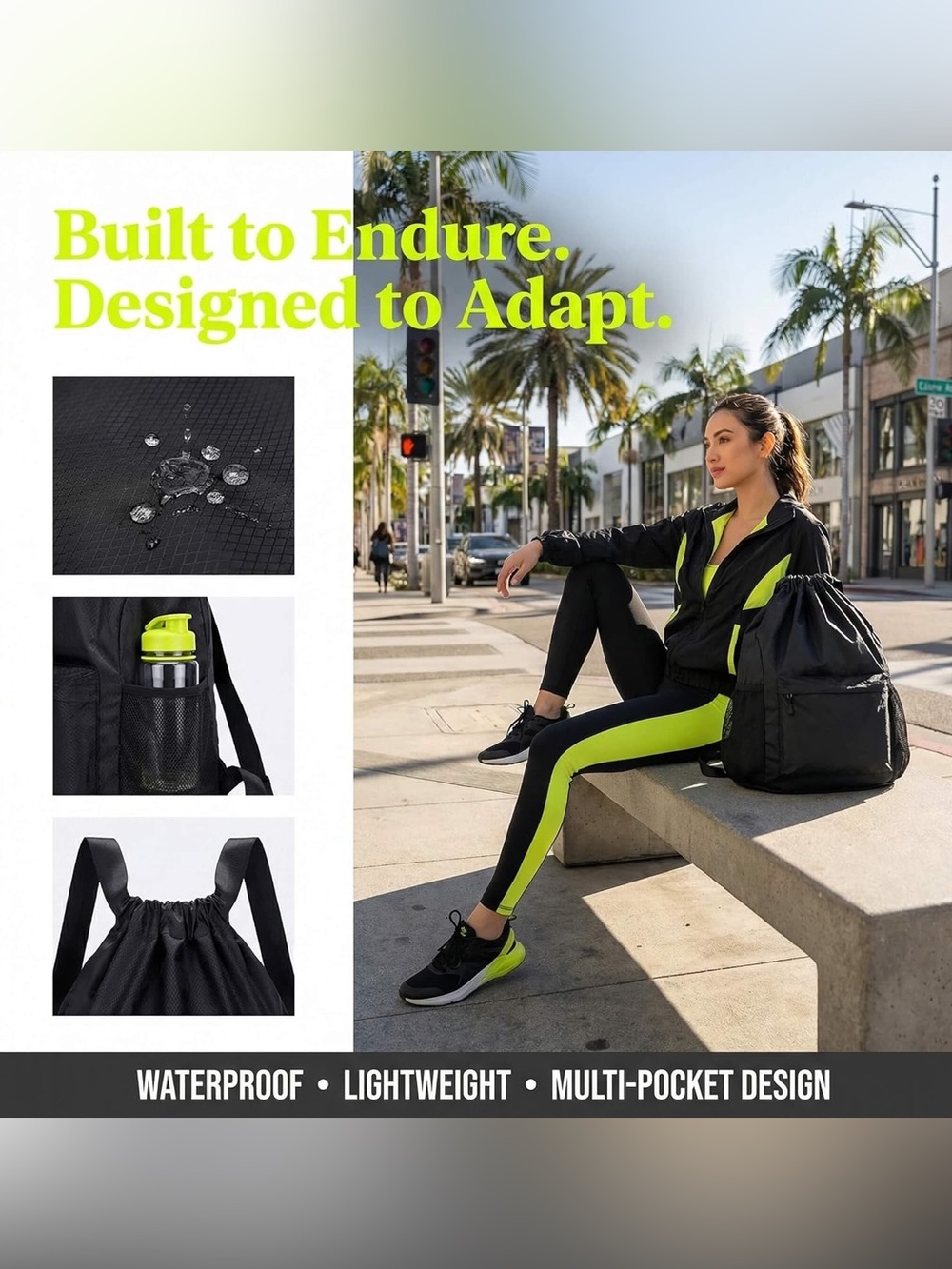 Waterproof Drawstring Backpack - Picture 3 of 9